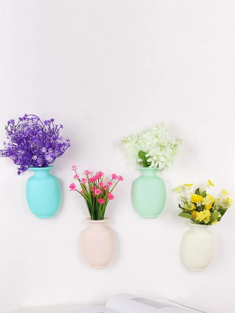 1pc, Vase Wall Mount Self Adhesive Flower Pot Hanging Decorative Reusable Wall-Mounted Flower Vase Home Decor