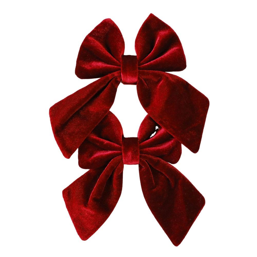 1/2PCS Red Christmas Decorative Bowknot DIY Accessories Big Size Xmas Tree Hanging Bowknot Showwindow Ornament Flannel