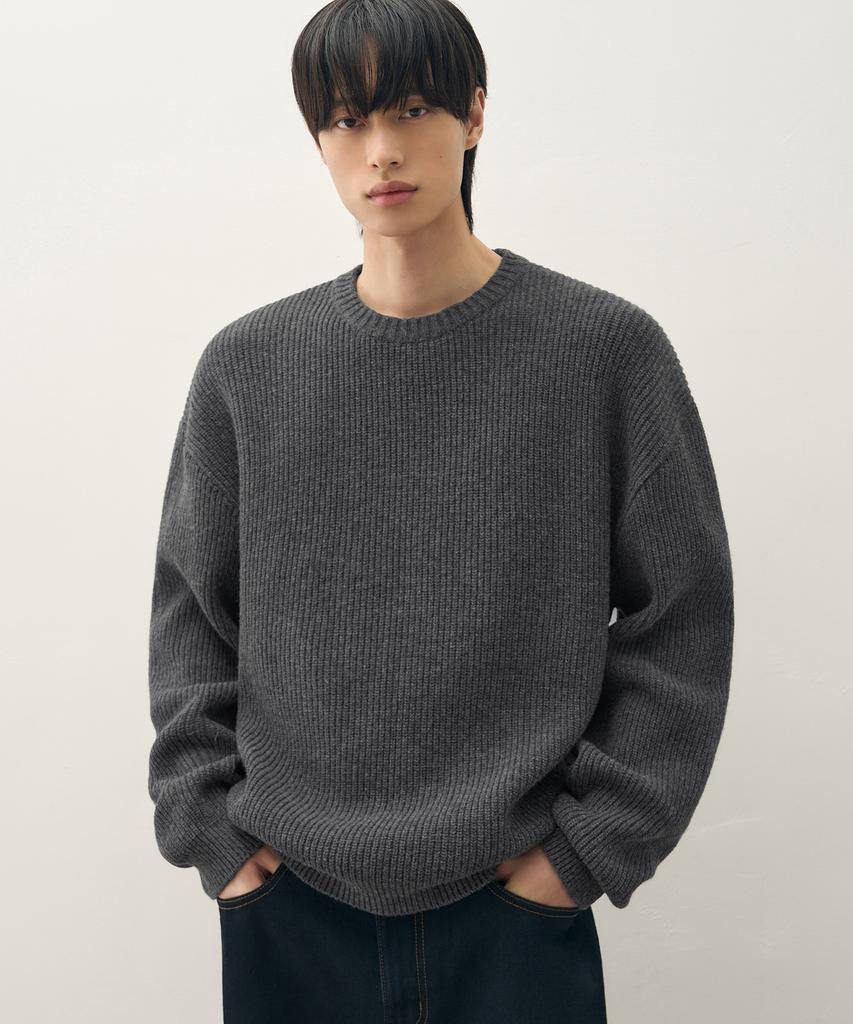 DRAW FIT Lambswool Hacci Round Knit [5Color] (Type A)