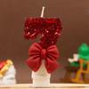 Red White Sequins Bow 0-9 Birthday Digital Candle - Creative Premium Cake Decoration