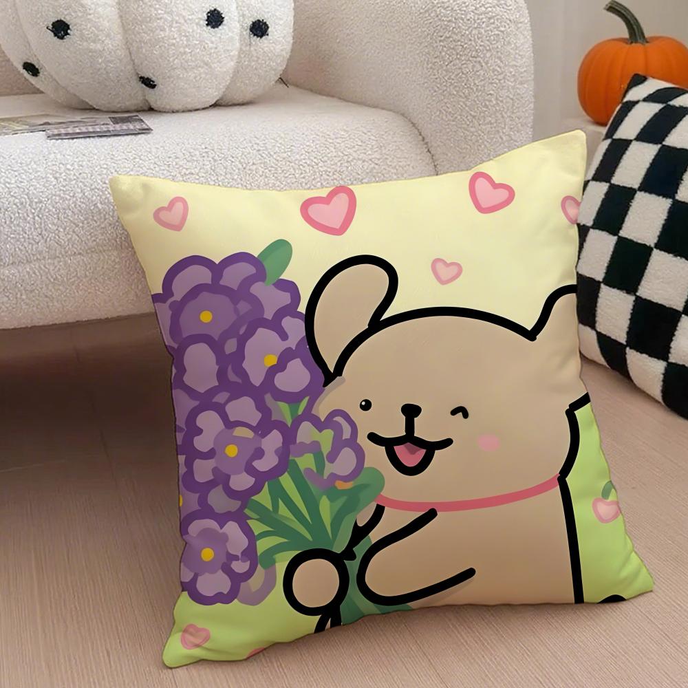 

LLine Dogs Cushion Cover Throw Pillow Cover Hidden Button Durable Polyester Chair Cushion 30X30cm