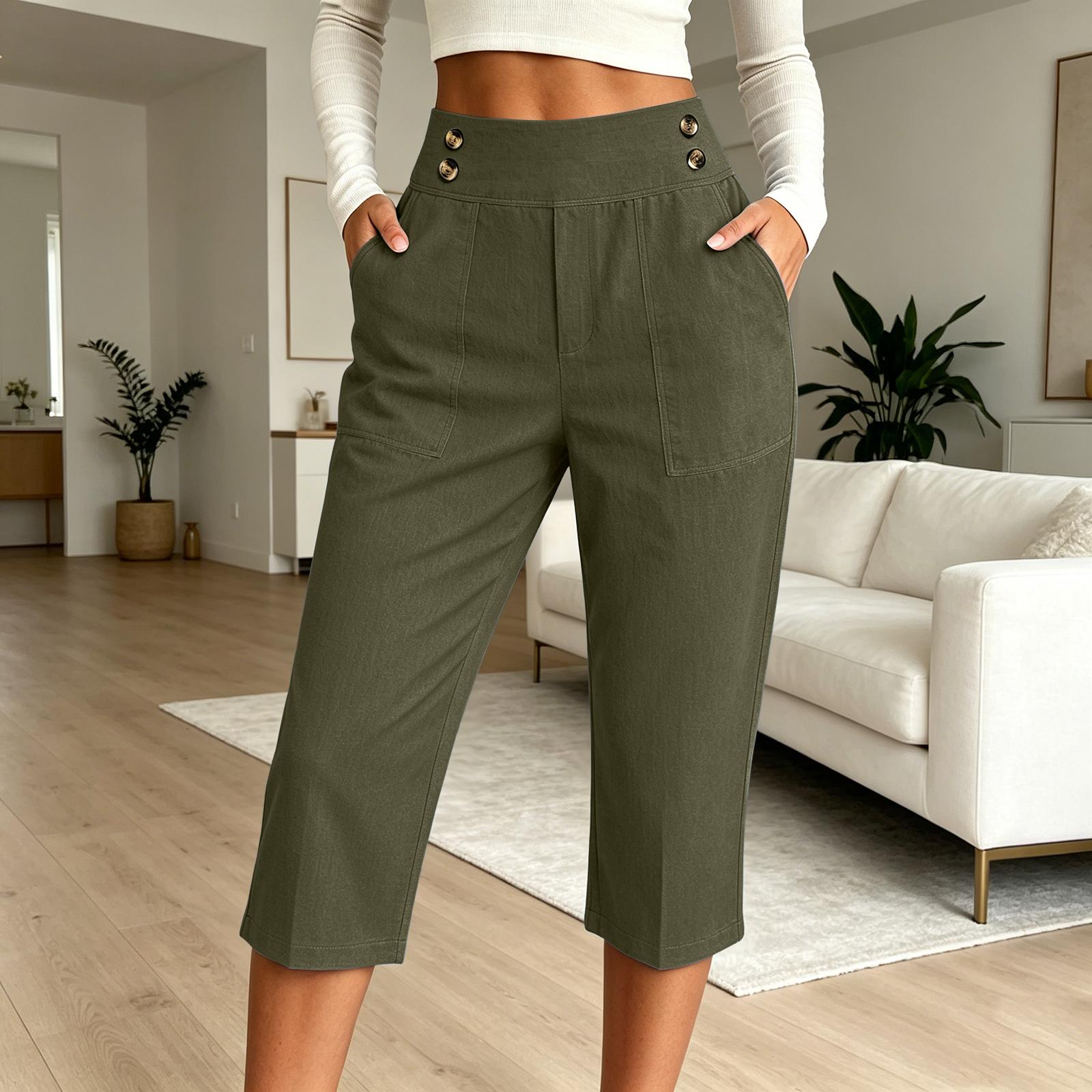 

Women s Loose-Fit -Color Straight-Leg Elastic-Waist 7/8-Length Beach Shorts L