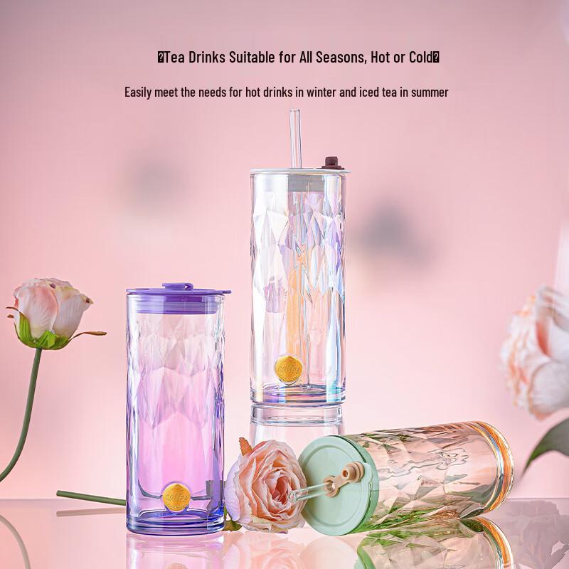 YiLiWu Diamond Glass Straw Cup