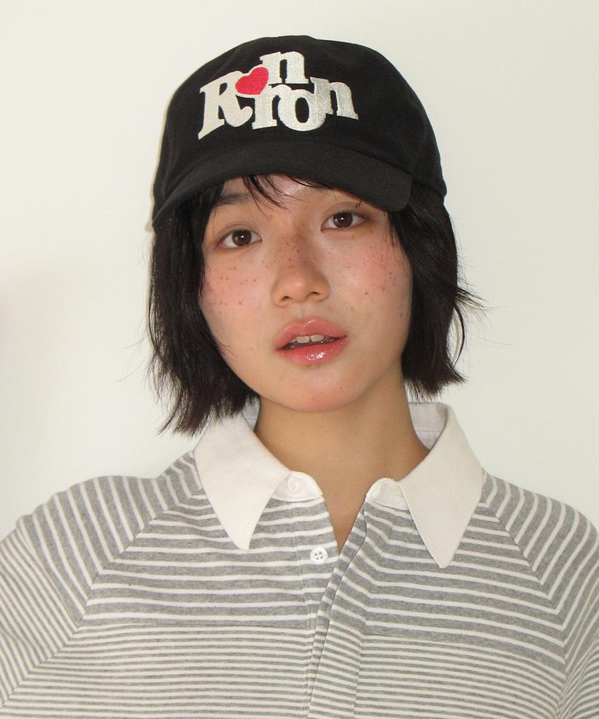 RONRON Heart Rr Symbol Stitch Ball Cap Black