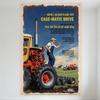 Vintage Case-Matic Drive Tractor Tin Sign Retro Mid-20th Century Agricultural Advertising Metal Poster for Farmhouse Bar Wall De