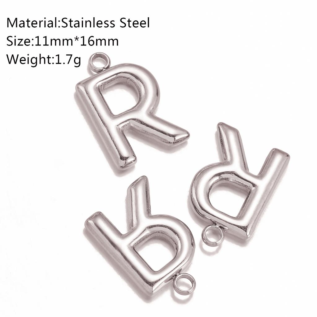 3Pcs Bubble Alphabet Charm Silver Color Stainless Steel Initial English Letter Pendant DIY Bracelet/Necklace Gift Jewelry Making