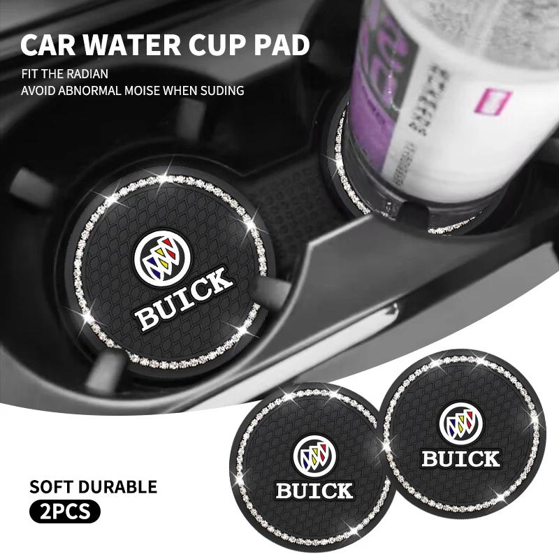 EHL2 1/2Pcs Diamond-studded Car Coaster Cup Holder Anti-skid Pad For Buick Century Excelle XT Envision Excelle GT Verano Regal Encore