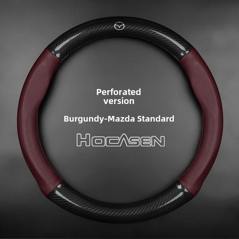 

Шкіряна накладка на кермо Mazda з накладкою на ручку з вуглецевого волокна - Універсальний розмір для всіх сезонів 38cm