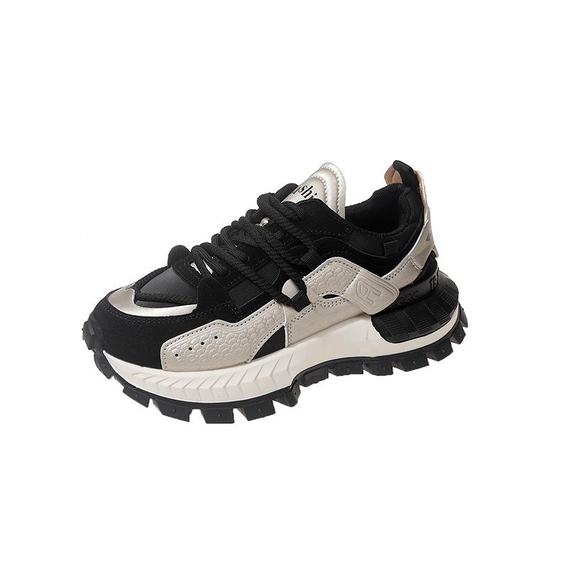 

Жіноче взуття на платформі 2025 осінь новинка повсякденне спортивне взуття Forrest Gump жіноче маленьке люди збільшення росту смажене вуличне тато взуття приплив 40 чорний