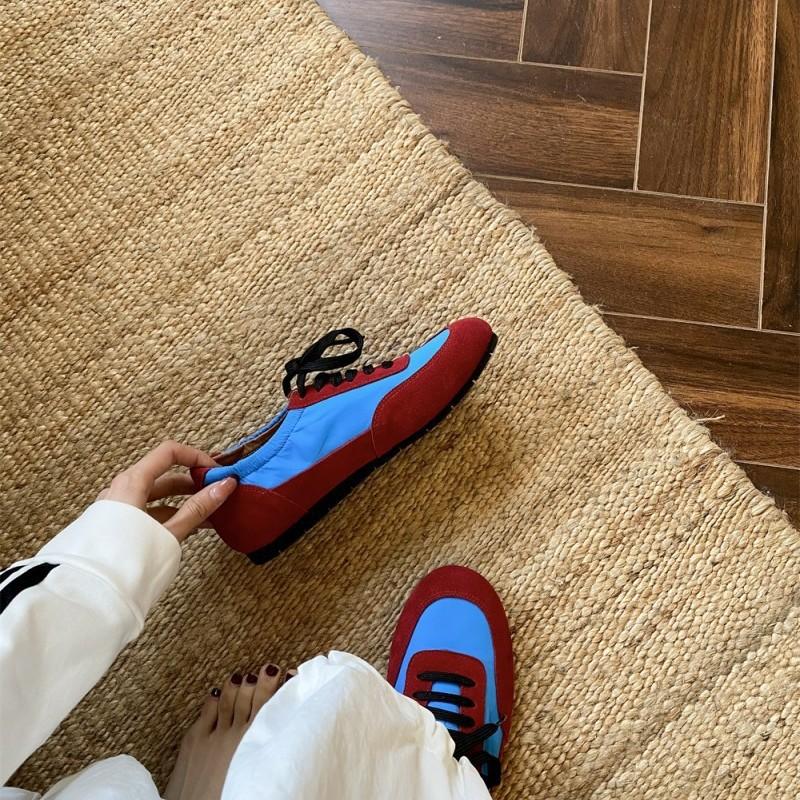 2025 Korean version spring new fashion casual women's single shoes flat-soled lace-up sports shoes