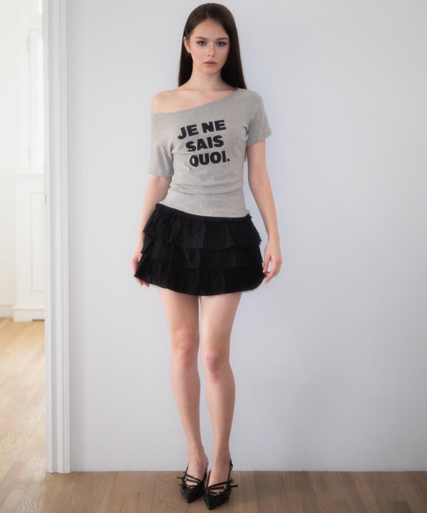 ROSEFRANTZ Minimal French Lettering T-Shirt [Gray]