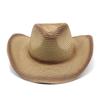 Cowboy Style Straw Hat With Wide Brim For Outdoor Sun Protection And Casual Wear