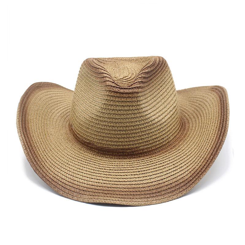 Cowboy Style Straw Hat With Wide Brim For Outdoor Sun Protection And Casual Wear