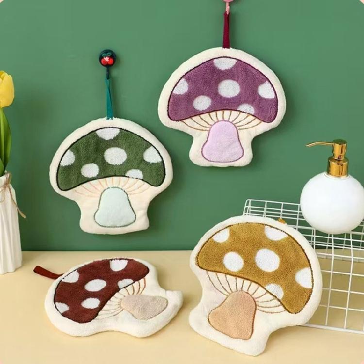 Mushroom Themed Hand Towel Coral Fleece Fabric Soft and Absorbent for Everyday Use