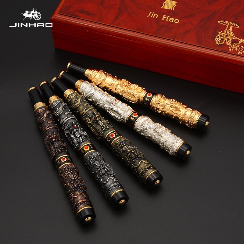 JINHAO Twin Dragons Playing with Pearl Retro Fountain Pen Classical EF/F/M Collectible Writing Stationery Office School Supplies