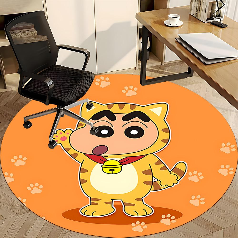 1pc Crayon Shin-chan Tiger Office Round Area Rug, Under Office Chairs Bedroom Living Room Home Decor A1022382