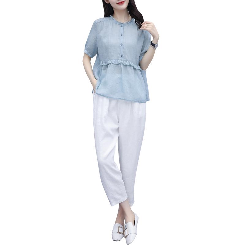Summer 2025 Fashionable Cotton-Linen Set for Women – Petite, Youthful Style