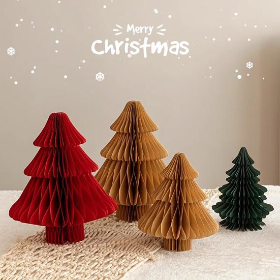 Honeycomb Paper Christmas Tree 3D Foldable Accordion Xmas Tree Winter Tabletop