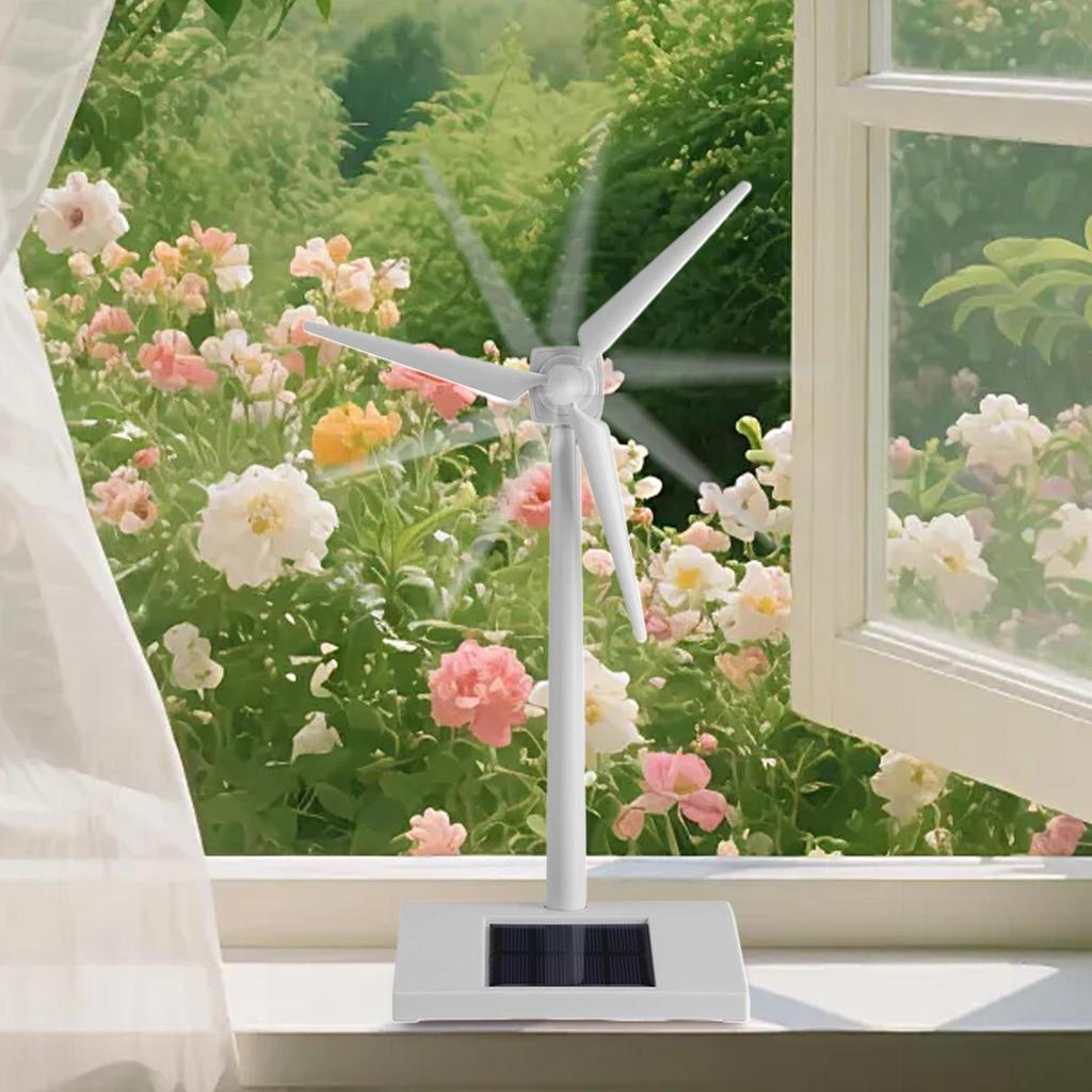 Solar Power Windmill Desk Windmill Decorative Item Teaching Tools for Living Room School Outdoor Yard Lawn Patio