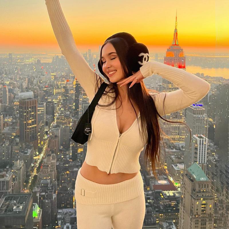 Autumn Y2K Sports Spice Girls Millennial Knitted Hooded High Waist Suit