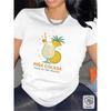 Women Pineapple Cocktail Print Tropical Beach Summer Casual Tee