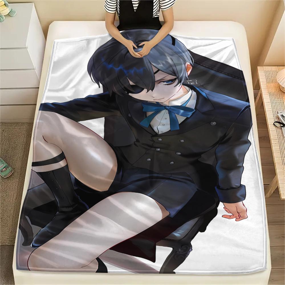 1PC Black Butler Print Flannel Blanket, High Quality All Seasons, Home Decor, Warmth and Comfort, Perfect for Christmas Gifts