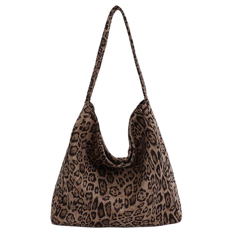 Large-capacity leopard print bag women's 2025 new autumn and winter fashion versatile shoulder bag casual commuter tote bag