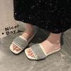 Fashion 2025 New Women Slippers Trend Bling Bling Crystal Slippers Women Flat Heel Shiny Slides Women Summer Fashion Rhinestone Sandals