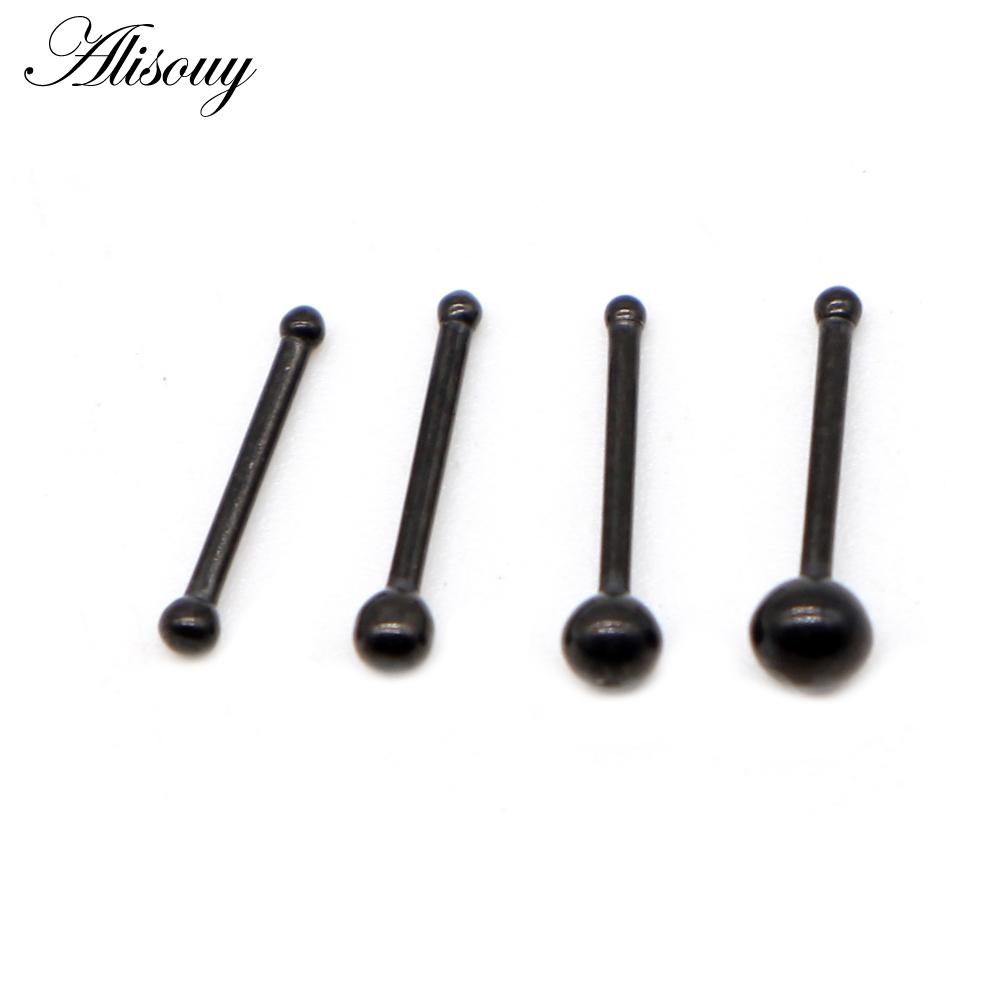 

Alisouy 1PC Nose Stups Bar 316L Stainless Steel Ball Nose Pin Piercing Earrings Nariz Women Nose Rings Модні прикраси для тіла #1 0.8*7*1.5mm чорний