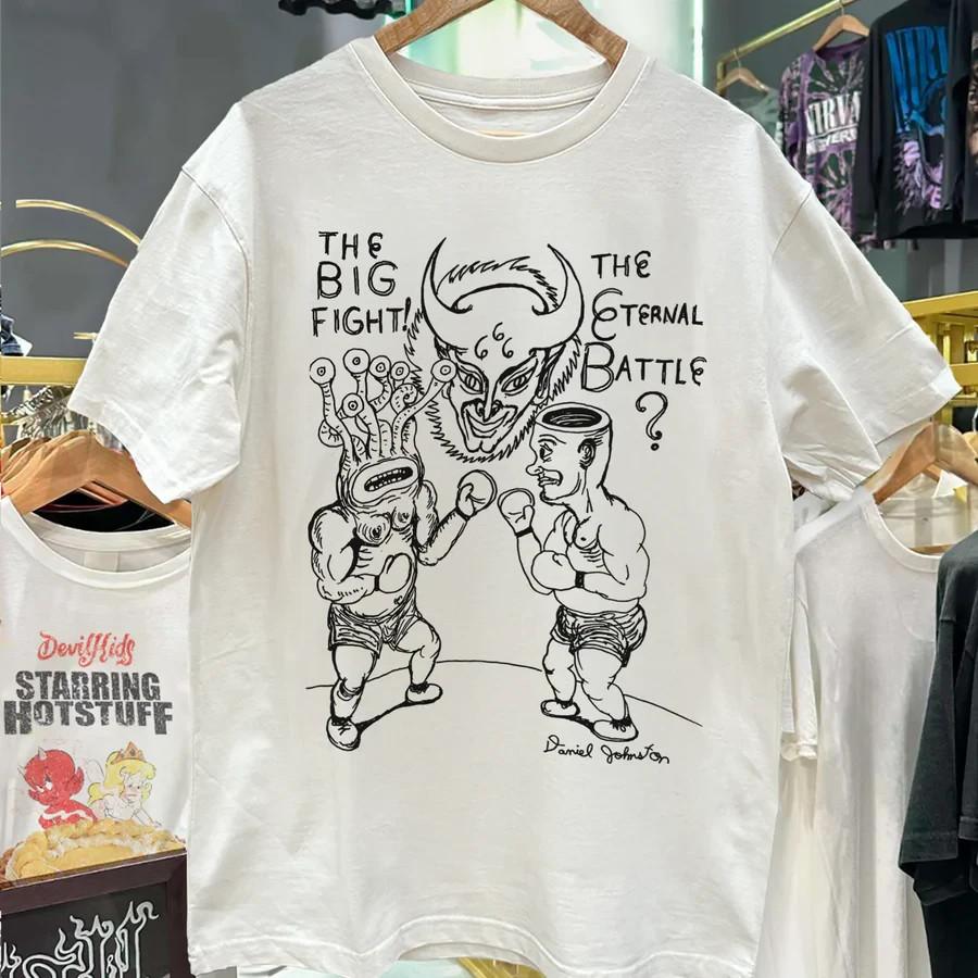 

DANIEL JOHNSTON THE BIG FIGHT біла футболка з коротким рукавом KV33267 Унісекс Футболка XXL