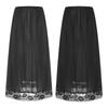 Women Stylish Clothing Elastic Waistband Lace Hem Skirt Thin Silk Satin Solid Color Inner Skirt
