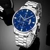 Luxury Fashion Mens Watches Silver Stainless Steel Quartz Wrist Watch Men Business Watch Male Calendar Clock Reloj Hombre