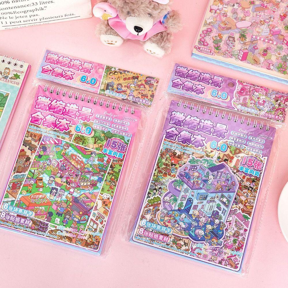 Visual Stacking DIY Landscape Sticker Book PET 3D Pocket Cabin Scene Stickers  Kids