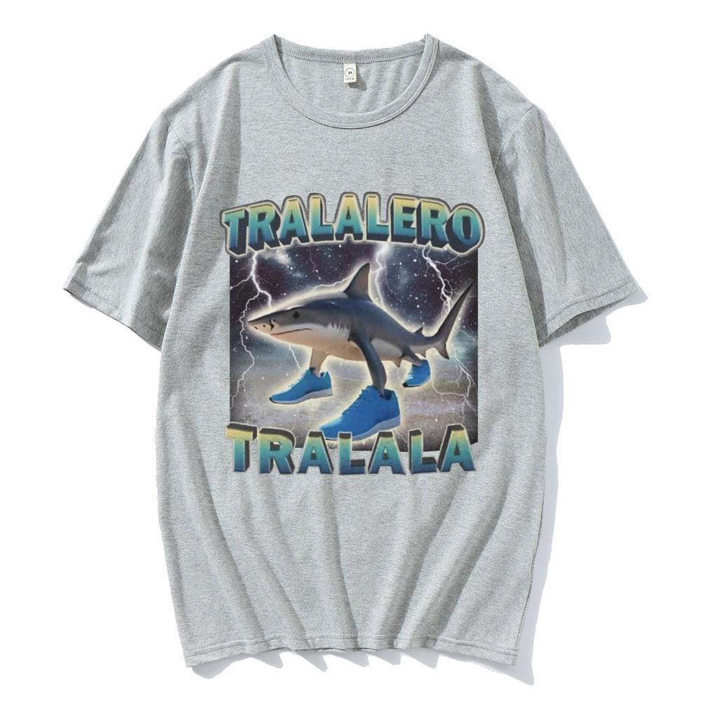 Tralalero Tralala Funny Shark Italian Brainrot Meme T-shirt Men Clothing Fashion Humor T Shirts Unisex Summer Cotton T Shirt Top