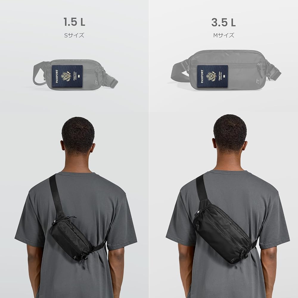 tomtoc Sling Bag Lightweight Mini Waterproof One Shoulder Bag 1.5L Travel Pouch for Men