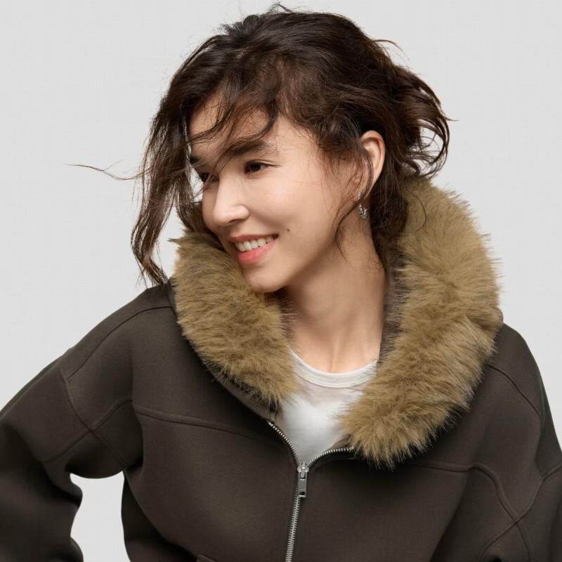 Gap Women's Relaxed Faux Fur Hooded Cardigan Jacket