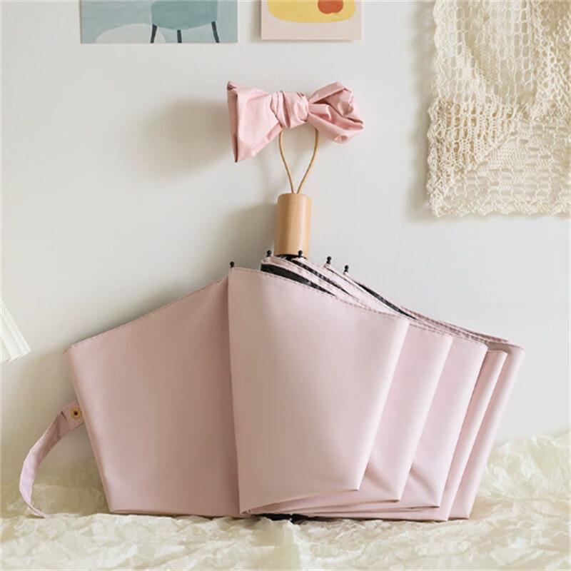 UV Protection Three-Fold Wooden Handle Umbrella