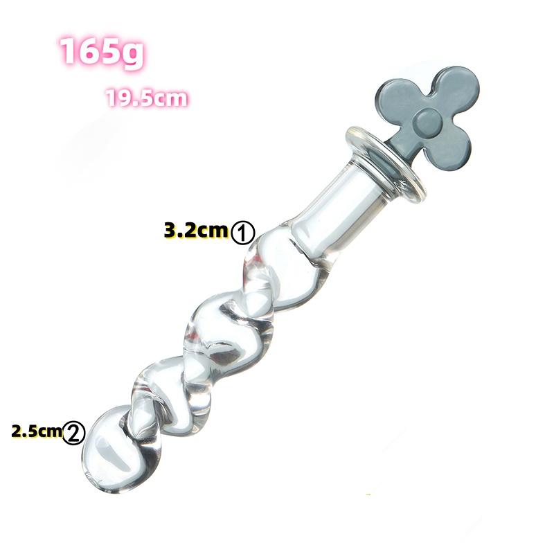 VaHppy Plugi anale din sticlă Masturbator feminin Poker Styling Margele de tragere Pelete cu filet în spirală Fete gay Jucării sexuale pentru adulți SM BDSM