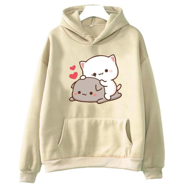

Unisex Peach Goma Cat Mochi Soft Cotton Long Sleeve Comfortable Casual Fashion Sweatshirt Top Clothes S