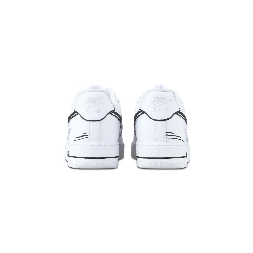 Nike Air Force 1 Sketch Player Cow Leather Abrasion Resistant Abrasion Resistant Low Top Skateboard Shoes Unisex Black CW2288-111(Team1171-)