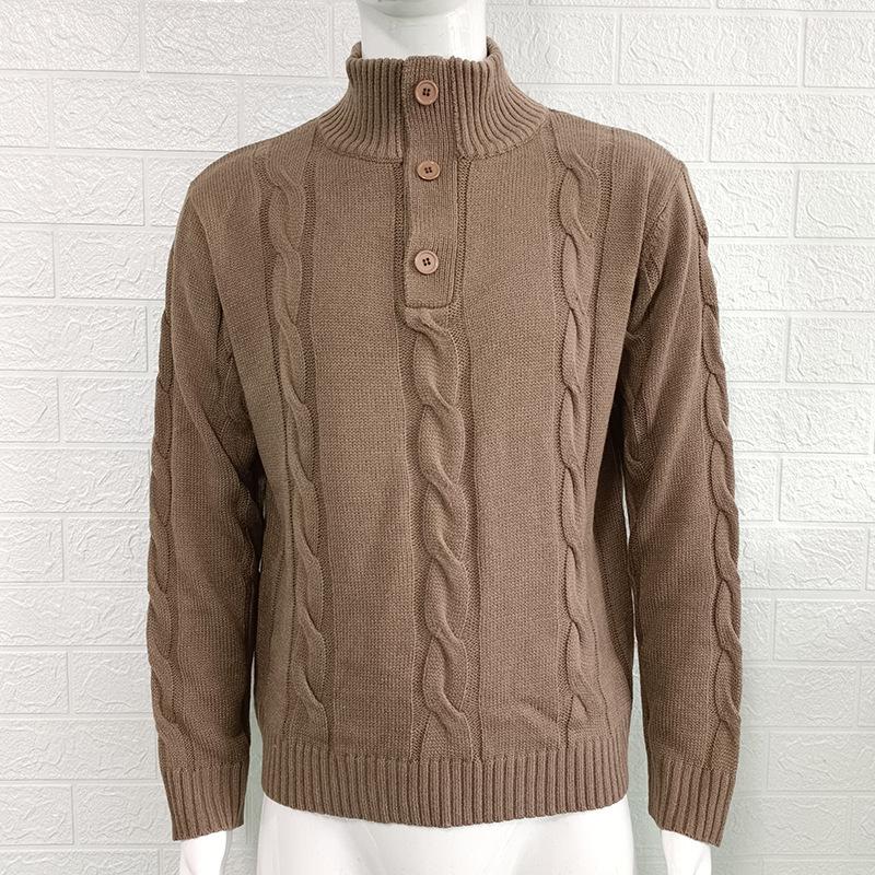 2025 Autumn/Winter New Arrival Men's Solid Color High Neck Long Sleeve Knitted Sweater