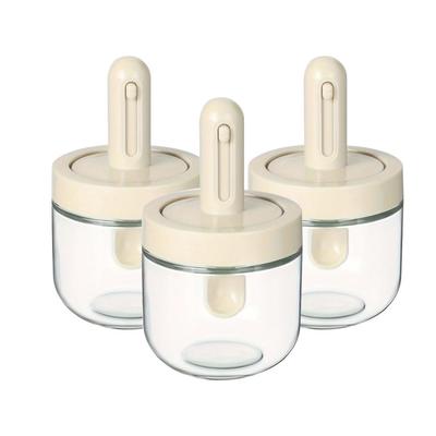 Seasoning Salt Sugar Spice Bottle with Extendable Glass No Easy To Use 3-Piece Shaker, & Shaker, Spoon, Heat-Resistant Container, Moisture-Resistant,