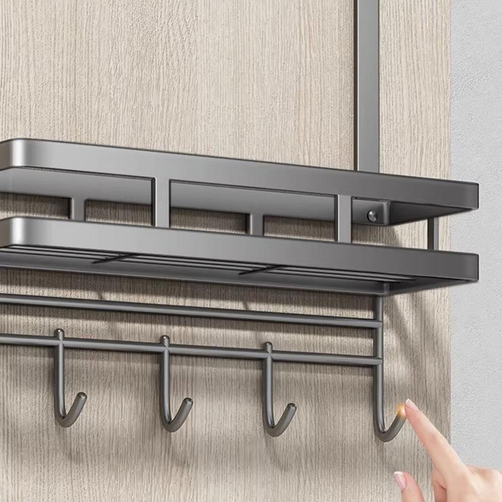 Over Door Hangers Detachable Installation-free Storage Rack Multifunctional High Carbon Steel Hook Gray Clothes Shelf Basket