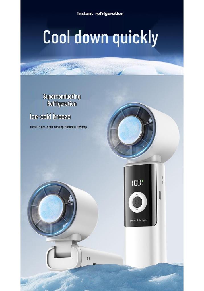 Portable Foldable Mini Handheld Fan with High-Speed Turbine and Semiconductor Cooling for 2026 Outdoor Use