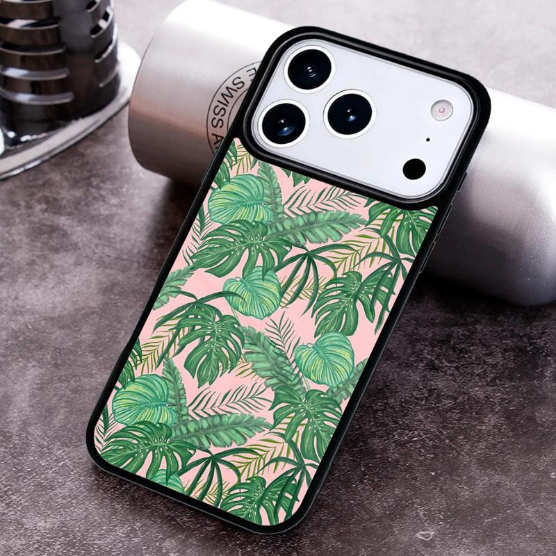 Monstera Flower Tropical Green Leaves print Phone Case for iPhone 17 16 15 Pro Max Air 14 13 12 11 Plus Shockproof Capa Cover