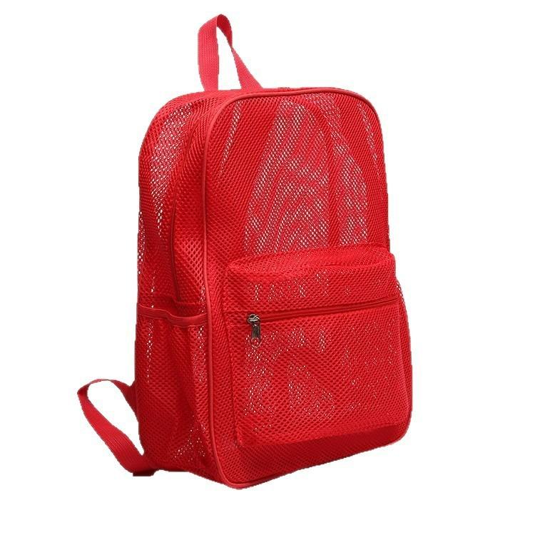 Backpack Schoolbag Shoulder Bag Girls Middle School Student Lightweight Fitness Foldable Large Capacity Mesh Scarf Bag Grid Holes Bag