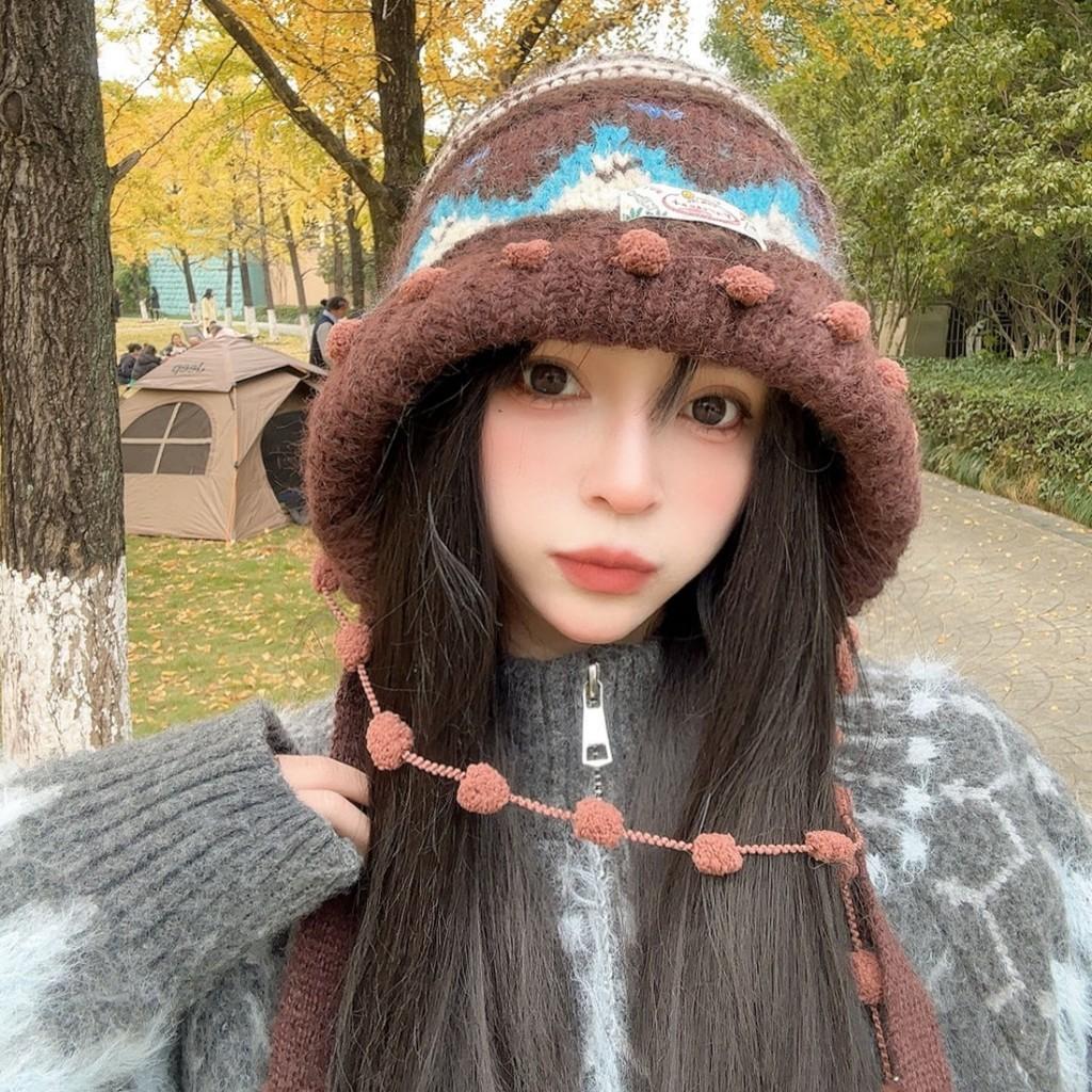Beanie For Women Winter Knitted Cap With Tassels And Windproof Features Brown 1