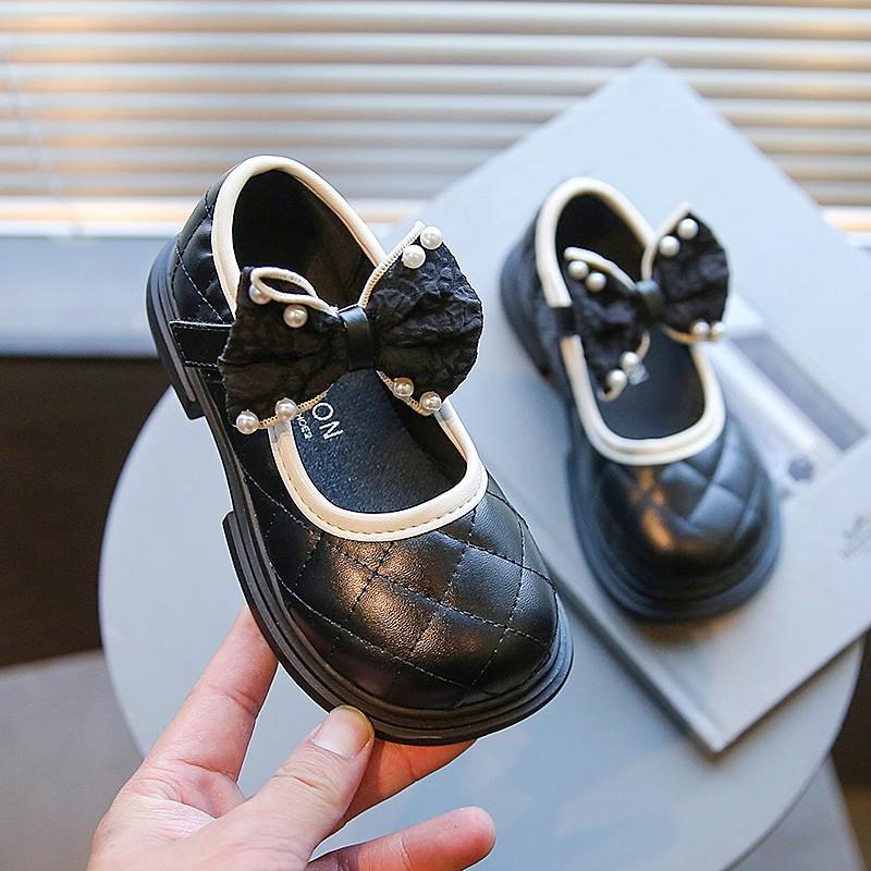 Children PU Leather Shoes Patent Leather Girl's Flat Shoes Black Beige Vintage School Toddler Kids Princess Shoe
