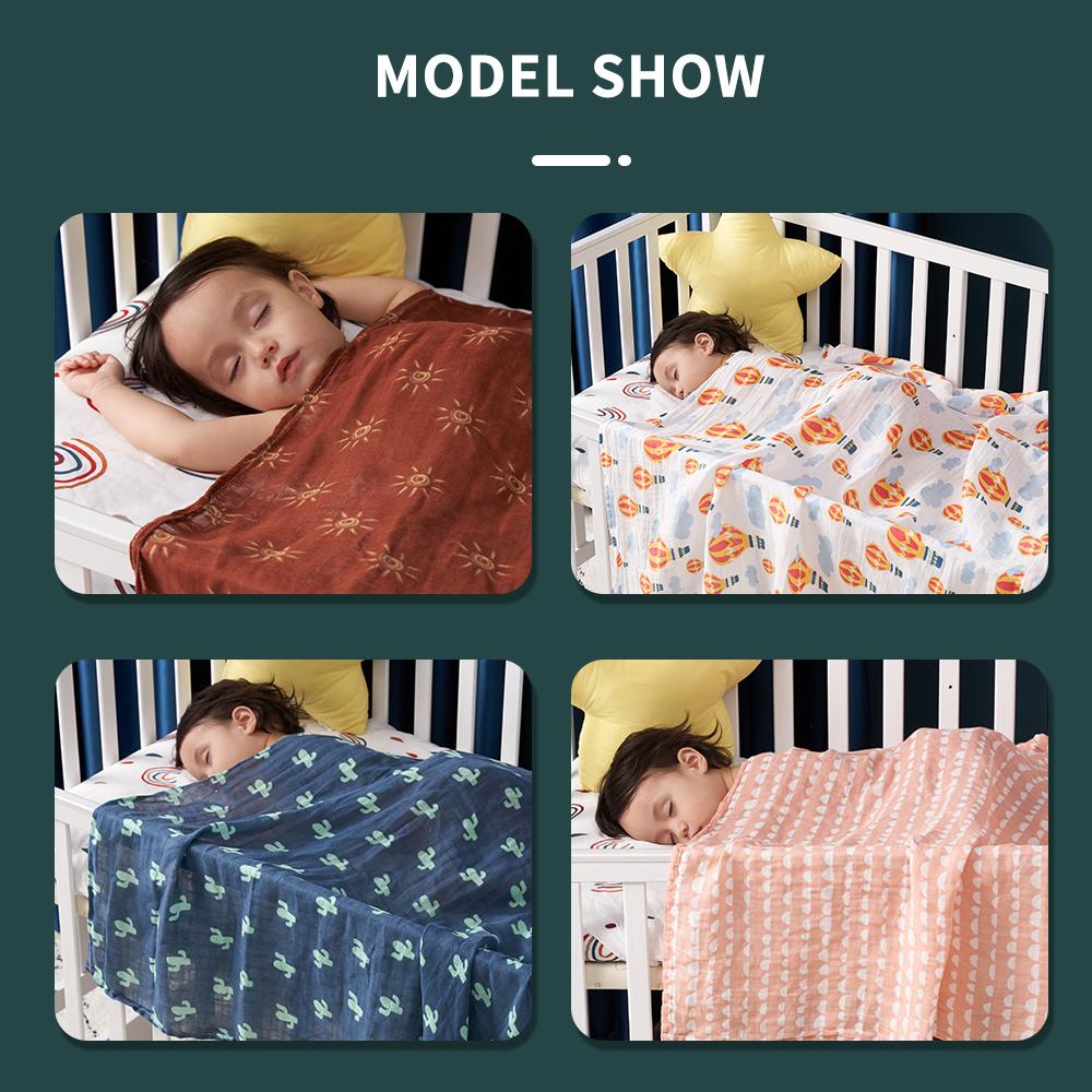 HappyFlute 120*110cmBaby Muslin Swaddle 100% Cotton Summer Cute Print Baby Blankets