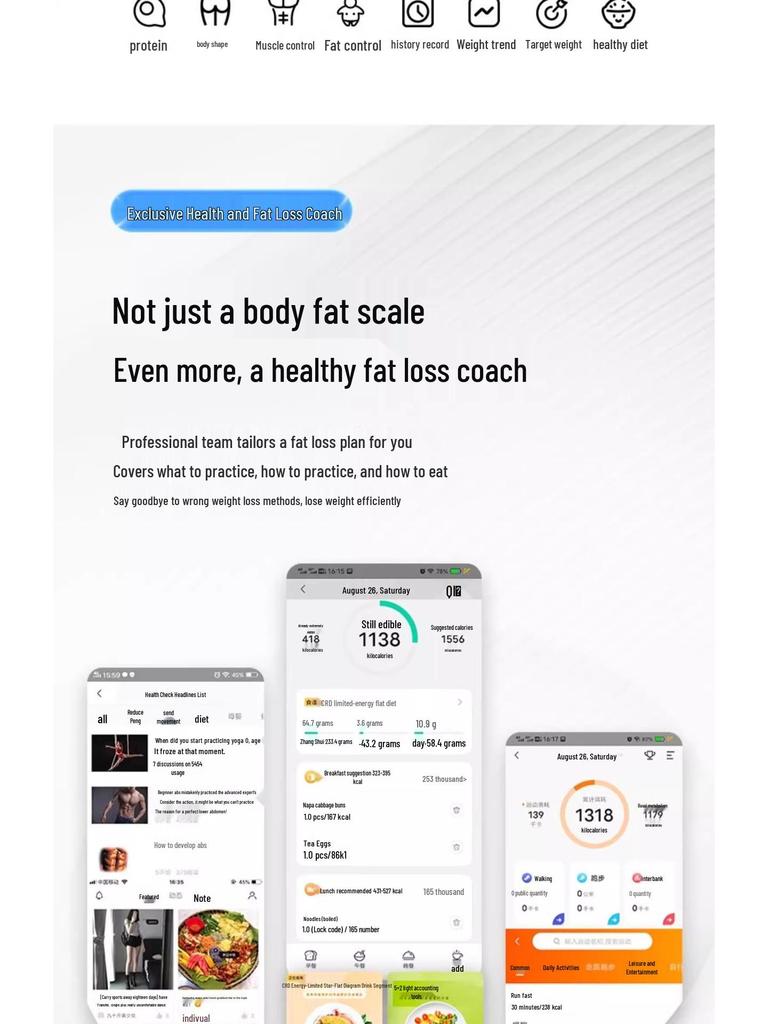 Smart Rechargeable Body Fat Scale: Precise, Durable, Compact Digital Weight Measurement